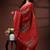 Crimson red  malmal cotton saree with polka dot design