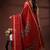 Crimson red  malmal cotton saree with polka dot design