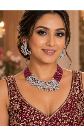 Ruby royale american diamond necklace set 1