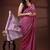 Pink & white floral printed  malmal cotton saree with zigzag border design