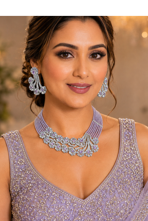 Lavender royale american diamond necklace set 1