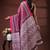 Pink & white floral printed  malmal cotton saree with zigzag border design