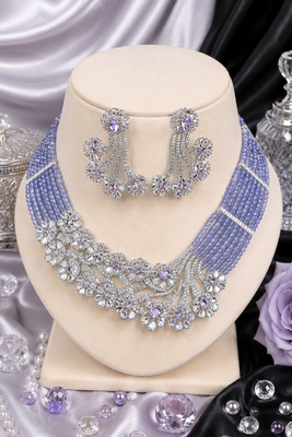 Lavender royale american diamond necklace set 5