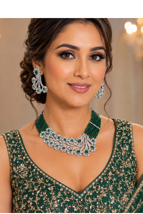Emerald grace american diamond bridal set 1