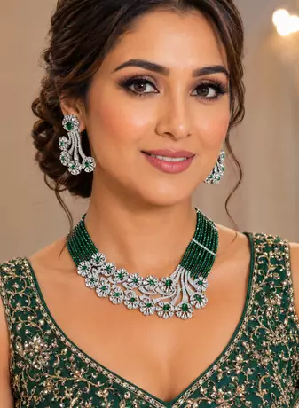 Emerald grace american diamond bridal set