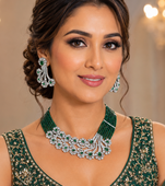 Emerald grace american diamond bridal set