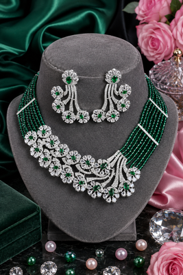 Emerald grace american diamond bridal set 2