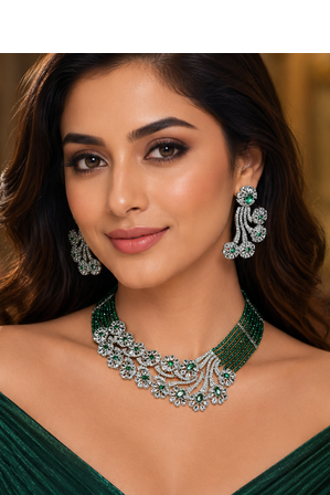 Emerald grace american diamond bridal set 3