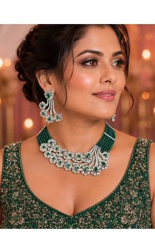 Emerald grace american diamond bridal set 4