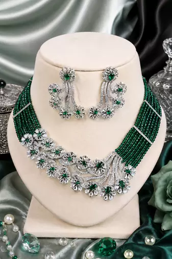 Emerald grace american diamond bridal set