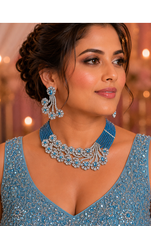 Ocean royale american diamond necklace set 4