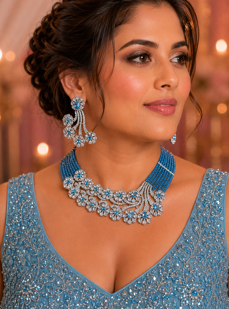 Ocean royale american diamond necklace set