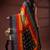 Beige  malmal cotton saree with newspaper & typography print in red and black