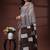 Coffee brown  malmal cotton saree in ethnic batik print with geometric block pallu