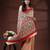 Cream  malmal cotton saree in black handblock kalamkari saree with red contrasting border