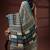 Teal blue  malmal cotton saree in ethnic mandala print with geometric block pallu