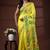 Yellow silk blend kantha saree with hand-embroidered nakshi pallu