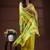 Yellow silk blend kantha saree with hand-embroidered nakshi pallu