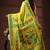 Yellow silk blend kantha saree with hand-embroidered nakshi pallu