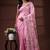 Pastel pink silk blend kantha saree with hand-embroidered fish & vine nakshi pallu
