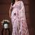 Pristine white silk blend kantha saree with red floral & paisley nakshi work