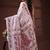 Pristine white silk blend kantha saree with red floral & paisley nakshi work