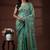 Seafoam green silk blend kantha saree with multicolored floral vine nakshi pallu