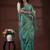 Seafoam green silk blend kantha saree with multicolored floral vine nakshi pallu