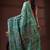 Seafoam green silk blend kantha saree with multicolored floral vine nakshi pallu