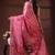 Deep rose pink silk blend kantha saree with multicolored floral buti & vine nakshi pallu