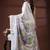 Deep rose pink silk blend kantha saree with multicolored floral buti & vine nakshi pallu