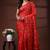 Vibrant red silk blend kantha saree with hand-embroidered peacock nakshi pallu
