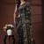 Midnight black silk blend kantha saree with golden-yellow floral & paisley nakshi pallu