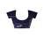 Navy blue silk blend kantha saree with white floral vine nakshi pallu