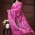 Vibrant rani pink silk blend kantha saree with intricate white floral nakshi & mandala pallu