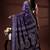 Royal purple silk blend kantha saree with silver paisley & floral woven design