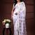  white silk blend kantha saree with lavender floral & woven design