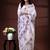  white silk blend kantha saree with lavender floral & woven design