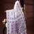  white silk blend kantha saree with lavender floral & woven design
