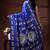 Royal blue silk blend kantha saree with fish motif & floral embroidery design