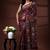 Coffee brown silk blend kantha saree with multicolored jewel-toned floral nakshi art