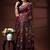 Coffee brown silk blend kantha saree with multicolored jewel-toned floral nakshi art