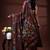 Coffee brown silk blend kantha saree with multicolored jewel-toned floral nakshi art