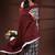 Maroon & monochrome malmal cotton saree with hand-block leaf prints and striped pallu