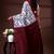 Indigo blue & white malmal cotton saree with hand-block leaf prints and contrast maroon pallu
