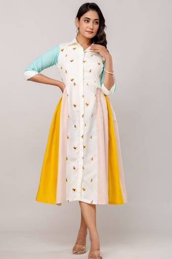 cotton embroidered midi dress