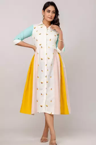 cotton embroidered midi dress
