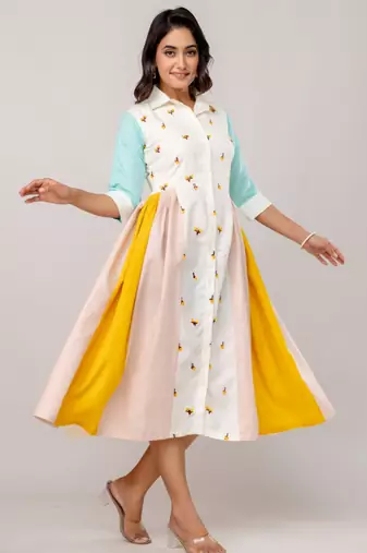 cotton embroidered midi dress