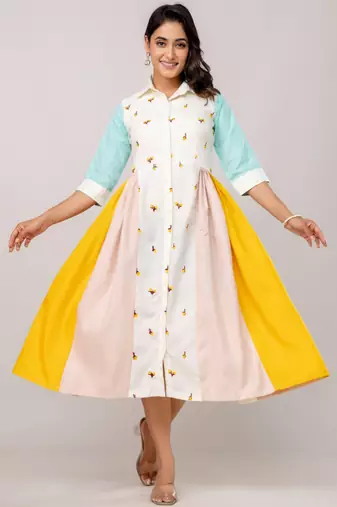 cotton embroidered midi dress