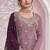 Peach color embroideried chinon semi stitched palazzo suit